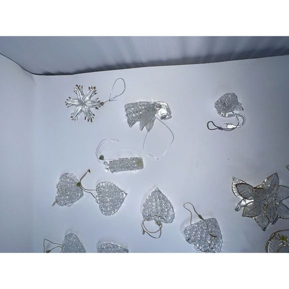 Beautiful Vintage Glass Christmas Tree Ornaments Butterfly Hearts Poinsettia - Picture 15 of 16